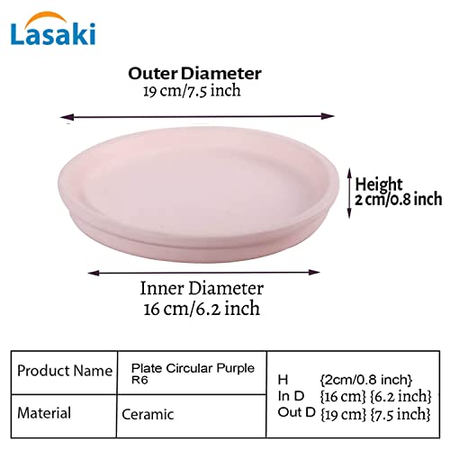 Image of Lasaki Round Purple Ceramic Bottom Tray /Plate for Planter (6-inch, Set of 2) | Dripping Tray for Pot & Succulents | Indoor & Outdoor Planters Home Garden Decor | Plants Not Included