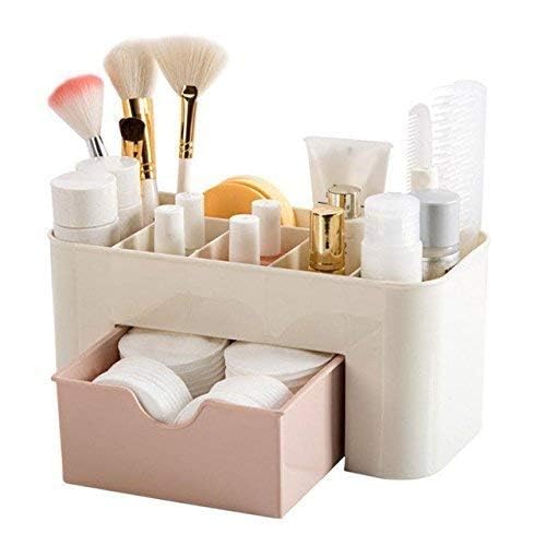 Leawall Cosmetics Storage Box, Cosmetic Make Up Organiser Display Table Desktop Storage Stand, Cosmetic Drawer Type Box Case Holder Brush Pen Jewelry Organizer Saving Space (Multicolor)(Plastic)