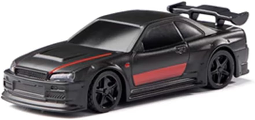 Turbo Racing 1/76 Scale Racing Mini RC Drift Car, 2.4G RC 4CH Electric Rear-Drive Racing Car Model, Birthday Xmas Gift for Adults（Black & Red）
