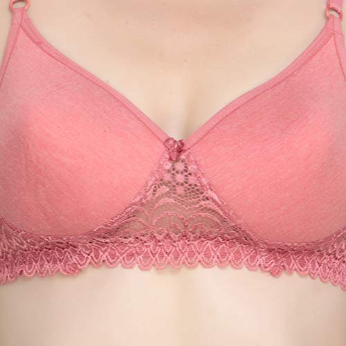 Image of Lace Padded Everyday Padded Bra for Women - Made of Pure Cotton Full Coverage Over Size Non Wired Pushup Soft Cup for T-Shirt Saree Dress Sports Garment for Daily Use Everyday