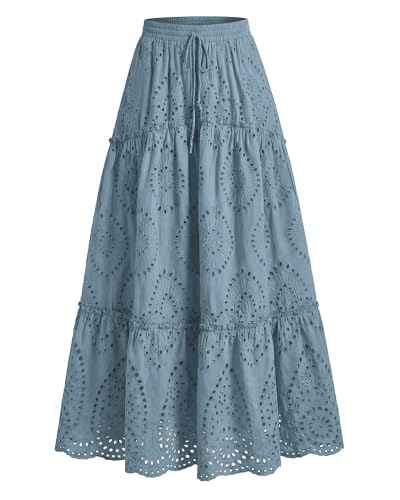 Image of BTFBM Eyelet Long Skirts for Women Beach Vacation