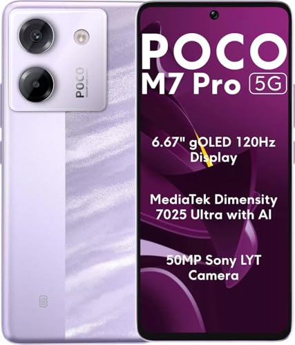 Image of Poco M7 Pro 5G (256GB + 8GB) (for Tmobile Mint Tello & Global) 50MP Dual Sony Camera 6.67 inch 120Hz Octa Core Unlocked Dual Sim Model 2409FPCC4G Liberado (Purple)