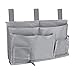 RMENOOR Sac de Rangement de Chevet 8 Poches Grande Capacité Pochette de Chevet Sac Organisateur Poussette Sac de Rangement Suspendu pour Livres Téléphones Tablettes Lunettes Télécommande Gris