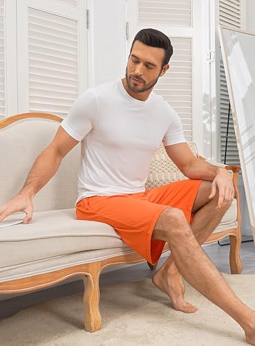 COLORFULLEAF Men's Undershirts Bamboo Rayon Short Sleeve Crewneck/V-Neck Tees Slim-fit T-Shirts 3 or 5 Pack4