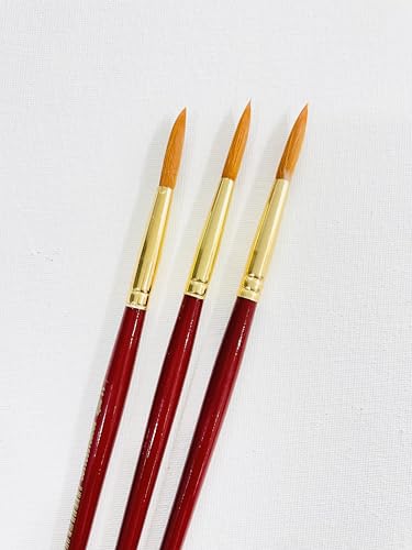 Image of polo Synthetic Hair Round Brushes 11 | Pack of 3 | Premium Fine Detail Paintbrushes for Miniature, Acrylic & Watercolor Painting | Soft Bristles for Smooth & Precise Strokes