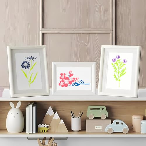 18 Stück Pflanzen Schablonen, Wiederverwendbar Blattmalerei Schablonen Blumen Schablonen Blätter Malerei Schablone Zeichnung Malschablonen für Holz, Wände, Leinwand, DIY Bastelprojekte