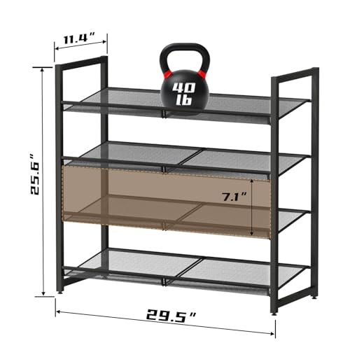 Image of Metal Shoe Rack for Closet,entryway, 4-Tier Shoe Organizer, Adjustable Flat or Angled Shelves, Holds up to 20 Pairs Shoes, Black