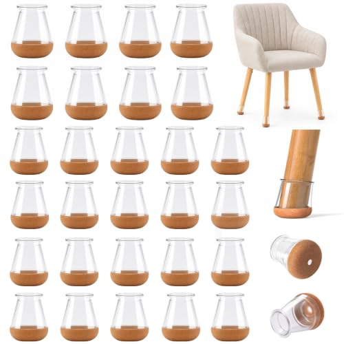 32 Pcs Chair Leg Floor Protectors for Hardwood Floors with Felt Pads Round