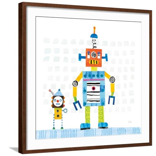 ART.COM Wall Art Print Robot Party II on Square Toys on Brown Frame by Melissa Averinos, 29