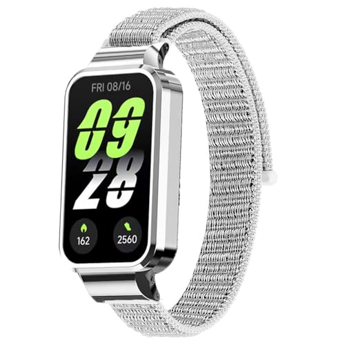 FiiMoo Nailon Correas para Xiaomi Smart Band 9 Active/Xiaomi Redmi Band 3, Pulseras de Repuesto Ajustable, Correa de Ajustable para Xiaomi Mi Band 9 Active-Blanco