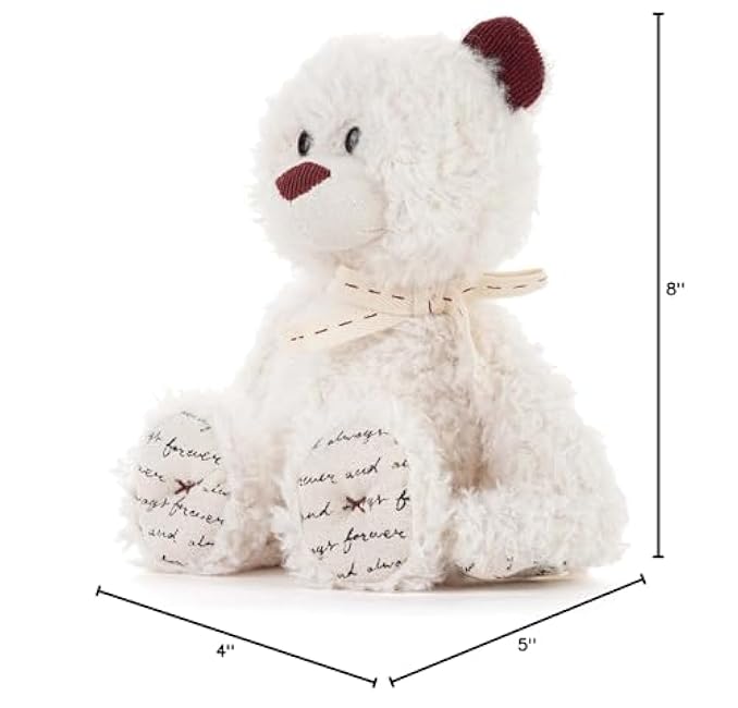 DEMDACO Loved Cream and Red 8 x 5 x 4 Inch Polyester Mini Soft Plush Stuffed Animal Bear