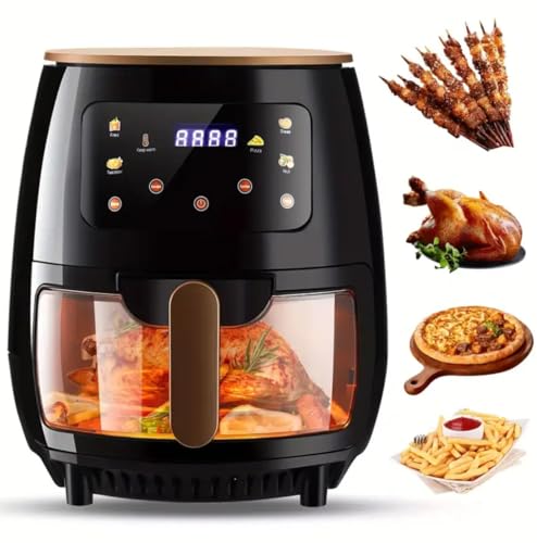 Air Fryer, New Large Capacity, Touch Screen, Multifunction, Mini Oven, Touch Controls With 6 Presets, Nonstick & Dishwasher Safe Basket, FULL GLASS BASKET