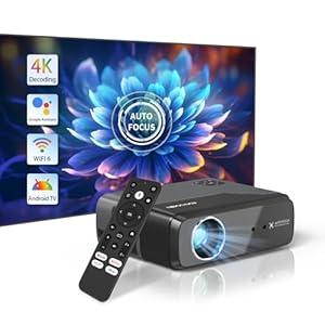Projector 4K with Google Android TV 11.0, Smart Projector with Dolby Audio,Auto Focus/Keystone,Voice Assistant,950 ANSI WIFI6 Bluetooth Portable Projector,Native FHD 1080p Home Projector with Netflix