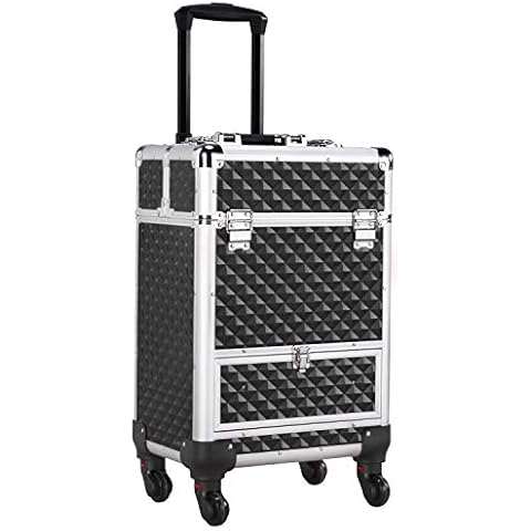 Yaheetech Trolley Kosmetikkoffer Friseurkoffer Multikoffer Schmuckkoffer Schminkkoffer Rollkoffer mit 4 Rollen Cover