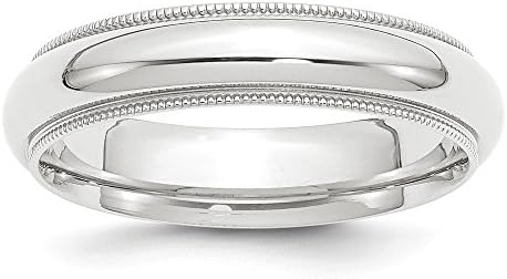 Platinum 5mm Comfort-Fit Milgrain Wedding Band Ring Size 6.5