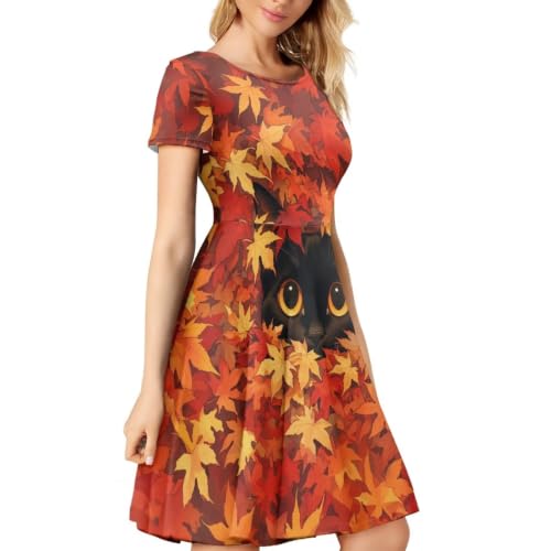 Image of AFPANQZ Womens Casual Summer Lightweight Vintage Dress Short Sleeve Midi Dress Knee-Long Luxury Formal Dress