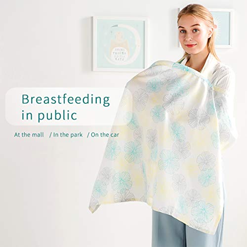 SONARIN Stylish Premium Breastfeeding Nursing Covers,Flower Pattern,with Storage Bag & Towel Corners,4 in 1 Multifunction,Nursing Scarf,Breathable & Lightweight(White) - Image 2