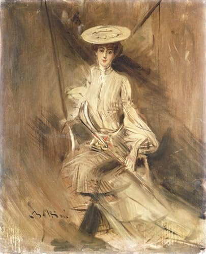 Affiche Toile Portrait d'une Dame à l'Ombrelle de Giovanni Boldini 60x90cm