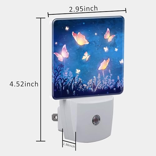 Image of Night Light Plug into Wall Glowing Butterflies Flying in Garden with Dusk to Dawn Sensor for Kid Girls Boys Room Decor, Hallway, Kitchen, Bathroom, Nursery, Stairs
