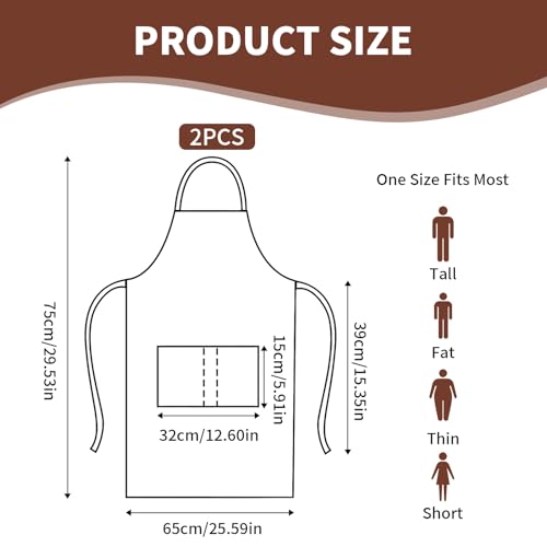 XdealCozyxc 2 PCS Black Apron with Pockets for Men Women Kitchen Cooking, Adjustable Catering Aprons - Cosy Home Interiors XdealCozyxc 2 PCS Black Apron with Pockets for Men Women Kitchen Cooking, Adjustable Catering Aprons - Image 2