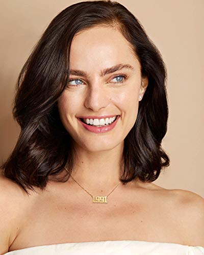 Birthday Year Necklace, 18K Gold Plated Stainless Steel Birth Year Number Pendant Necklace Memorable Anniversary Jewelry for Women3