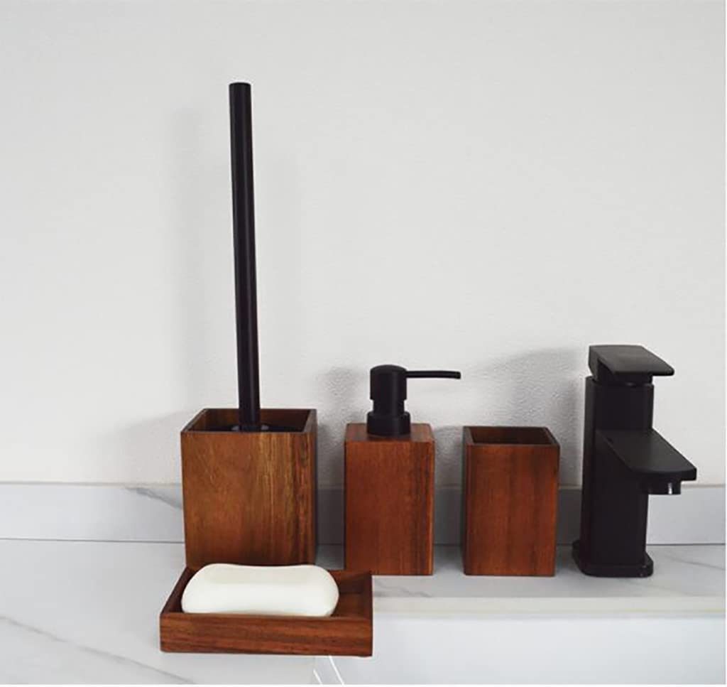 Kompakte freistehende WC-Bürste und Halter aus Holz für Badezimmer-Aufbewahrung und Organisation, Badezimmer-Dekor-Zubehör, niedliche WC-Bürste mit Edelstahlgriff