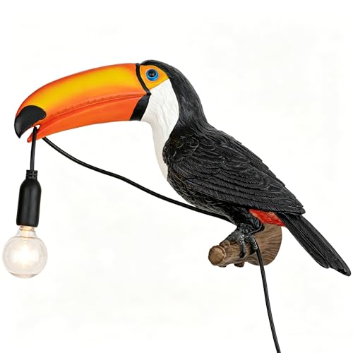 Image of NorDiem Right Toucan Plug-in Wall Sconce,Resin Bird E12 Bulb,Boho Decor