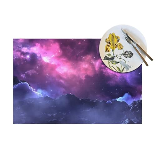 Set de table PVC tissé violet galaxie au design soigné moderne
