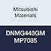 Mitsubishi Materials DNMG443GM MP7035 Carbide DN Type Negative Turning Insert with Hole, Unstable Cutting, Coated, Rhombic 55?, 0.5" IC, 0.25" Thick, 0.047" Corner Radius, GM Breaker (Pack of 10)