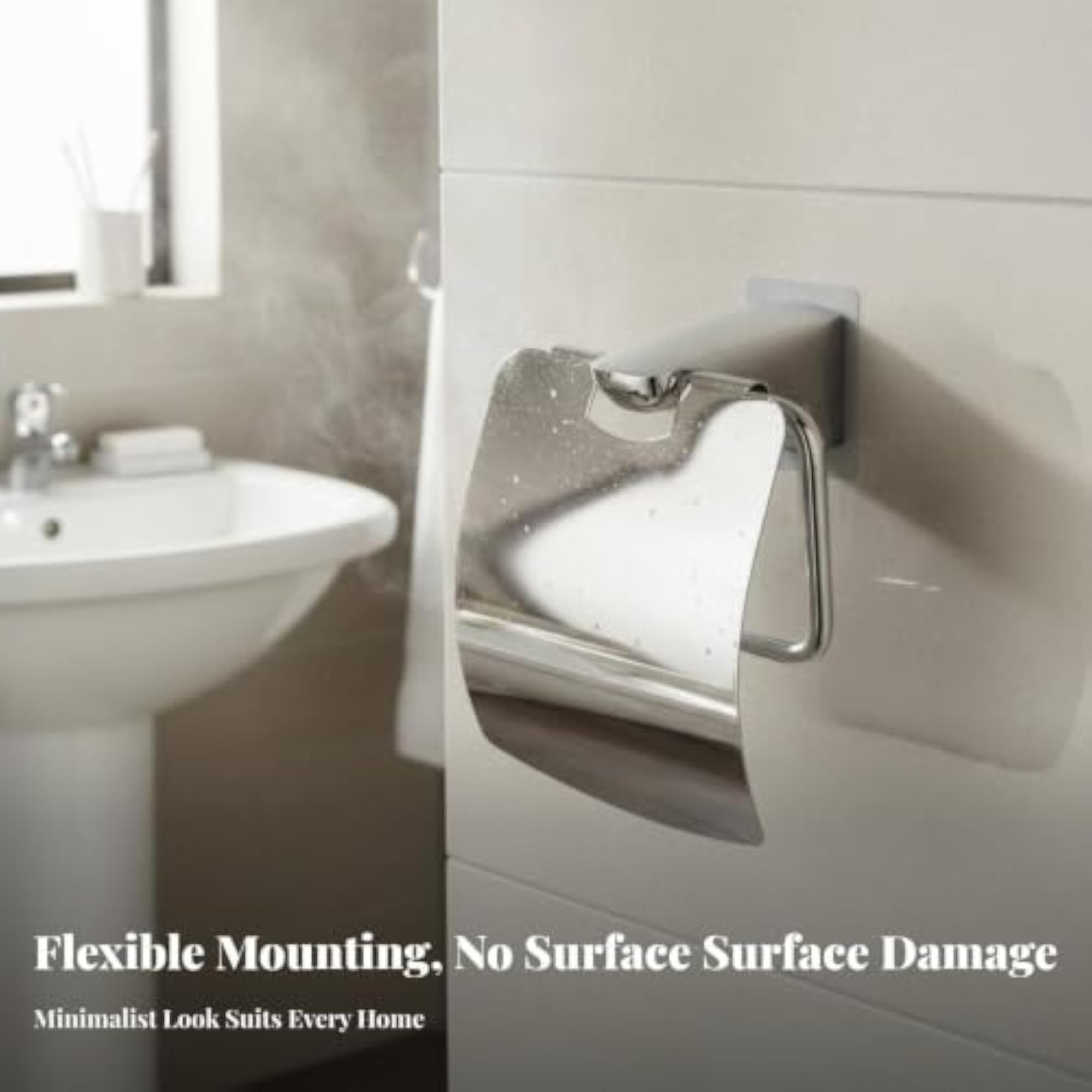 Wall-Mounted Accessory Set, No-Tool Installation for Washroom