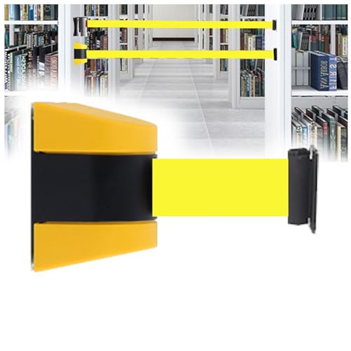 CAIFEXUE Retractable Queue Barrier Tape,Retractable Wall Barrier Safety Cordon Barrier,Yellow Belt Crowd Control for Outdoor Sport Queue/10 Meters