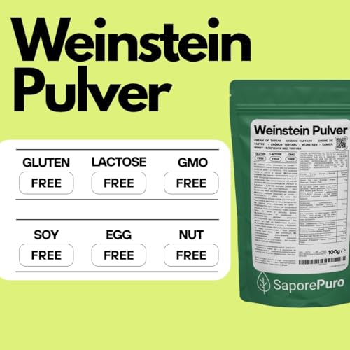 Saporepuro Weinstein Backpulver 100 Gr - Cream of tartar - Kaliumtartrat