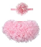 elamccor Baby Girl Ruffle Diaper Cover Newborn Infant Lace Bloomer and Flower Headband Set 0-6 Month