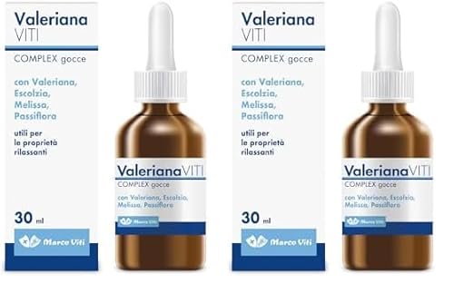 Valeriana Viti - Complex Gocce, 30 ml, Integratore, Proprietà Calmanti e Rilassanti, con Escolzia e Melissa, Favorisce il Sonno, Senza Glutine (Confezione da 2)