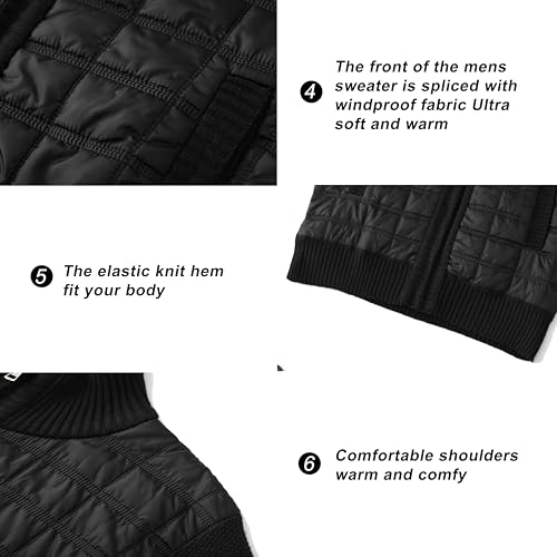 Image of VtuAOL Men's Cardigan Sweaters Casual Full Zip Sweaters Knitted Cardigan with Pockets