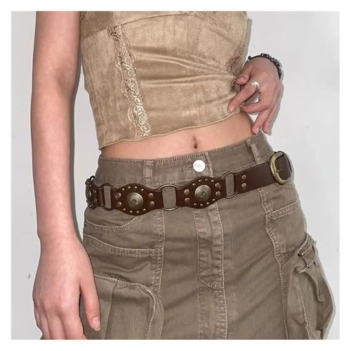 Retro Ring Spliced Denim Rivet Metal Buckle Heavy-duty Wide Belt2