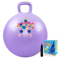 Vastoy 20 Inch Space Hopper Ball for Kids 6-9 Years - Anti-Slip Unicorn Space Hopper with Hand Pump, Bouncy Inflatable Ride On Toy for Indoor Outdoor Fun, for Children (Purple Unicorn)