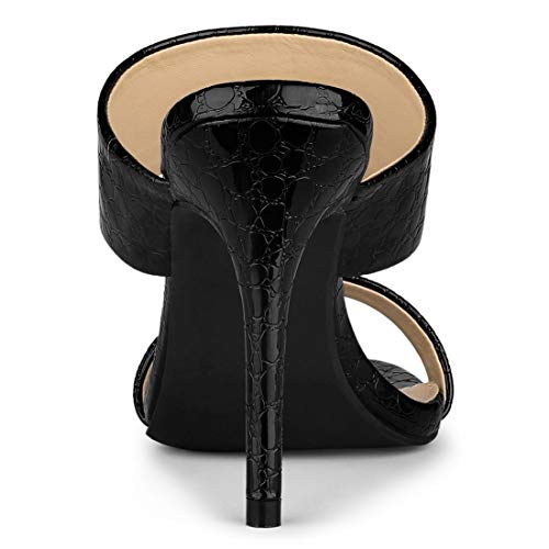 Allegra K Women's Open Toe Stiletto Heel Slide Heels Black Sandals - 8 M Us #TOP3