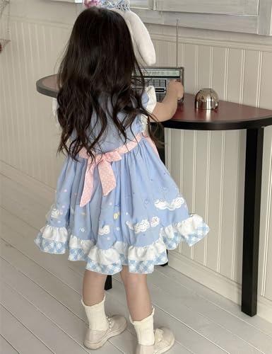 Girls Dress Cute Ruffle Sleeve Casual Dresses with Headband and Socks Halloween Birthday Party Outfits3