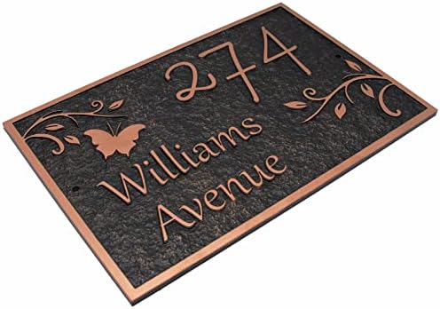Address Plaque - Handcrafted Carving Sign - Large House Number - Vintage Address Plaque - 12" x 8" - Personalized Address Plaquer for Yard Sign, Enterprise, Office, 911 Visibility Signage (Styles 12)