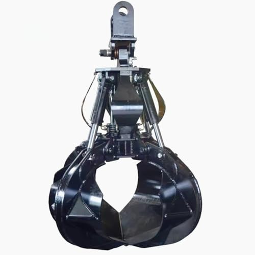 Industrial Sorting Tool, 5 Tine Hydraulic Orange Peel Grapple, 360 Degree Continuous Rotating Multi-Material Claw Bucket for Solid Waste Management & Scrap Yard, Fits 15-25 Ton Excavators