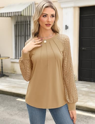 Image of HOTOUCH Women's Lace Long Sleeve Spring Dressy Casual Business Work Trendy Shirts