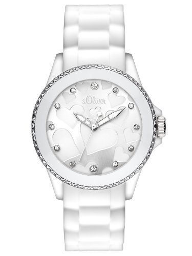 s.Oliver SO-2419-PQ - Reloj analógico para Mujer de Silicona Resistente al Agua Plata