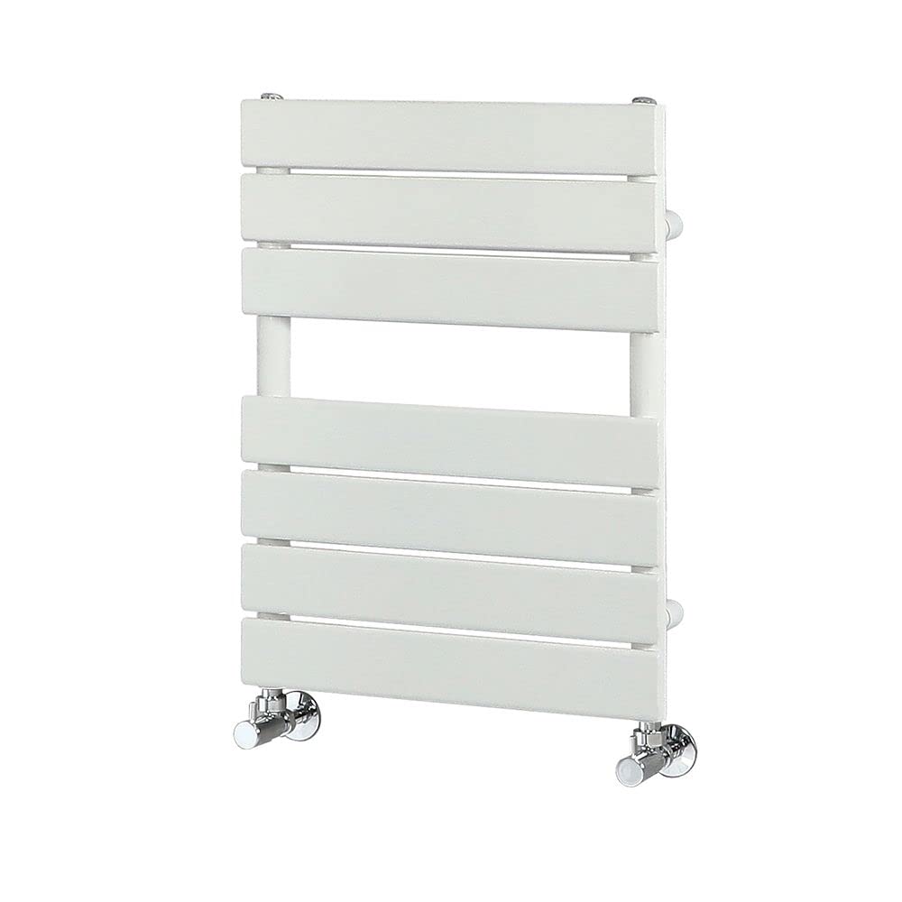 Milano White Lustro Flat Panel Heated Towel Rail - 600Mm X 400Mm