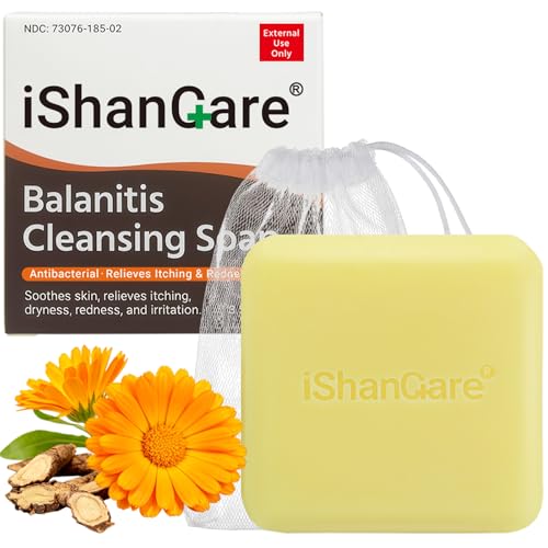 ishancare Balanitis Soap & Antifungal Body Wash Bar Fast Relief from Jock Itch Redness & Odor | With Tea Tree Oil Calendula & Sophora Root | Gentle Intimate Hygiene for Sensitive Skin 3.53 oz
