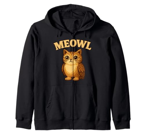 Meowl - Funny Meow Cat Owl Brainrot Meme Teen Kids Gaming Sweat à Capuche
