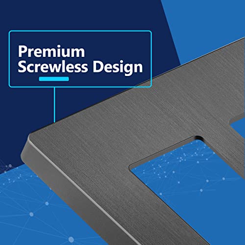 Image of LIDER Decorator Switch Cover, Screwless Wall Plate, Mid-Size 2-Gang 4.88 inch x 4.92 inch, LSWP-32M-BSG, UL Listed, Thermoplastic, Brushed Space Gray, 1-Pack