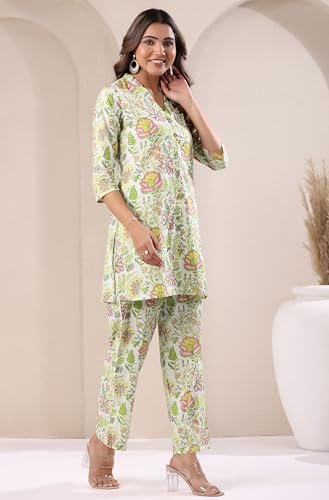 Image of Janasya Women's Pure Cotton Floral Printed Straight Co-ord Set
