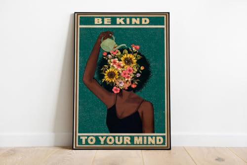 Image of SHIVOID Be Kind to Your Mind - Inspirational Mental Health Poster for Wall for Living Room, Hall, Play Room, Bedroom, Kitchen, Office
