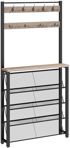HOOBRO Hall Tree with Bench, Narrow Shoe Rack with Coat Rack, Coa...
